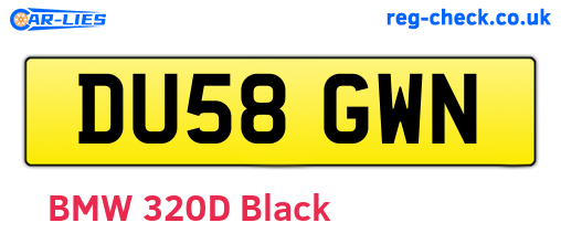 DU58GWN are the vehicle registration plates.