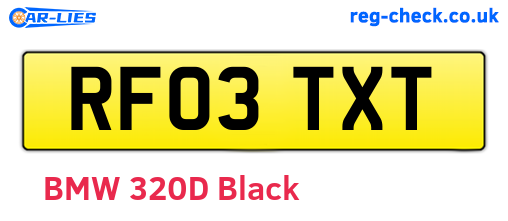 RF03TXT are the vehicle registration plates.