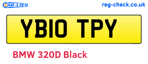 YB10TPY are the vehicle registration plates.