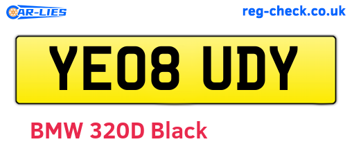 YE08UDY are the vehicle registration plates.