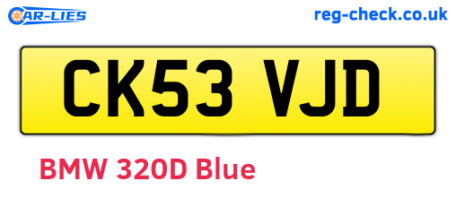 CK53VJD are the vehicle registration plates.