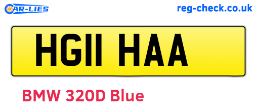 HG11HAA are the vehicle registration plates.