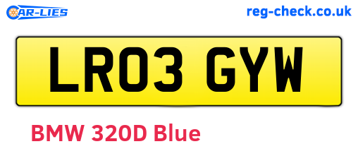 LR03GYW are the vehicle registration plates.