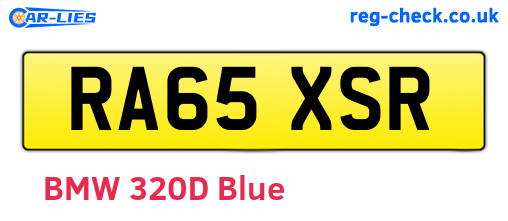 RA65XSR are the vehicle registration plates.