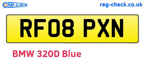 RF08PXN are the vehicle registration plates.