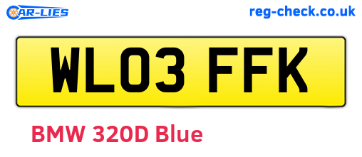 WL03FFK are the vehicle registration plates.