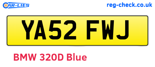 YA52FWJ are the vehicle registration plates.