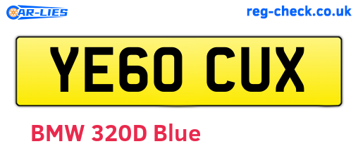 YE60CUX are the vehicle registration plates.