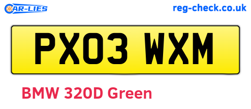 PX03WXM are the vehicle registration plates.