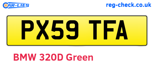 PX59TFA are the vehicle registration plates.