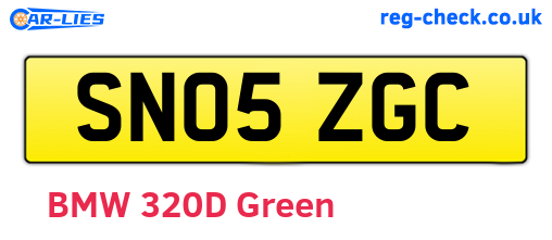 SN05ZGC are the vehicle registration plates.