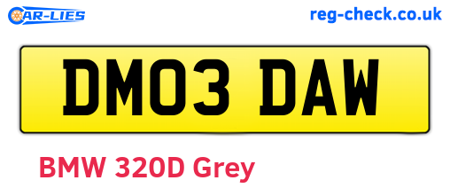 DM03DAW are the vehicle registration plates.