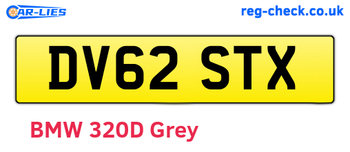 DV62STX are the vehicle registration plates.
