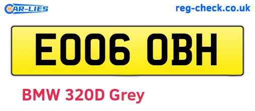 EO06OBH are the vehicle registration plates.