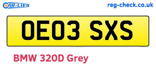 OE03SXS are the vehicle registration plates.