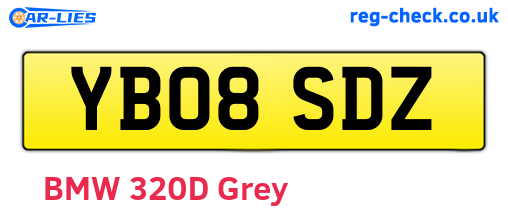 YB08SDZ are the vehicle registration plates.