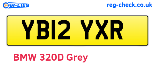 YB12YXR are the vehicle registration plates.