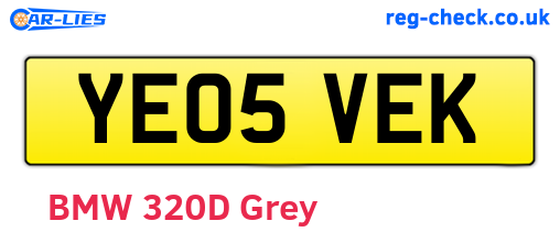 YE05VEK are the vehicle registration plates.