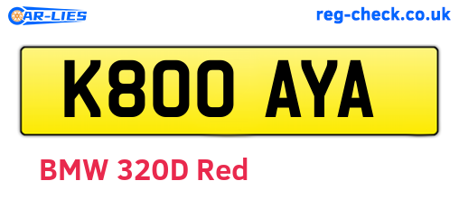 K800AYA are the vehicle registration plates.