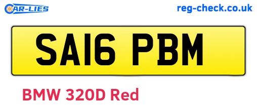SA16PBM are the vehicle registration plates.