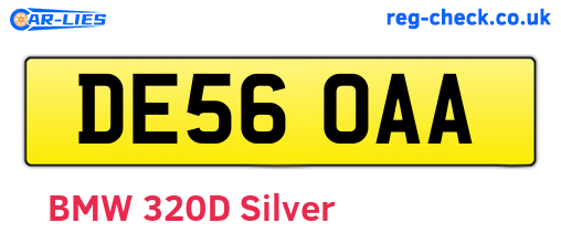 DE56OAA are the vehicle registration plates.
