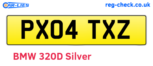 PX04TXZ are the vehicle registration plates.