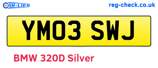 YM03SWJ are the vehicle registration plates.