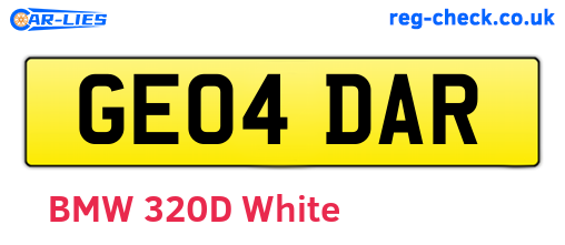 GE04DAR are the vehicle registration plates.