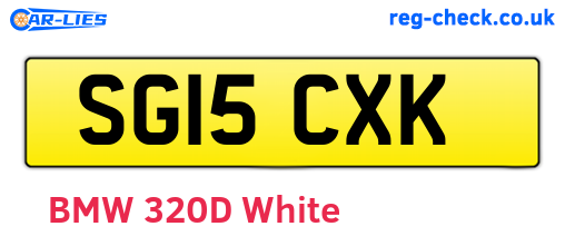 SG15CXK are the vehicle registration plates.