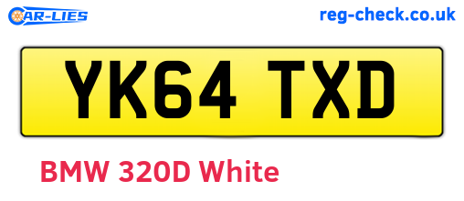 YK64TXD are the vehicle registration plates.