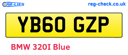 YB60GZP are the vehicle registration plates.