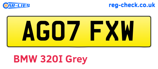 AG07FXW are the vehicle registration plates.