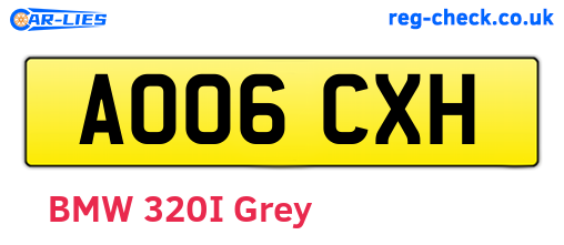 AO06CXH are the vehicle registration plates.