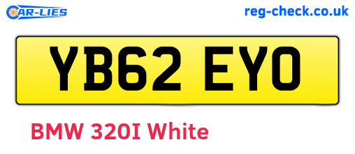 YB62EYO are the vehicle registration plates.