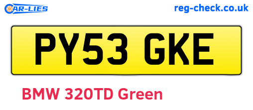 PY53GKE are the vehicle registration plates.