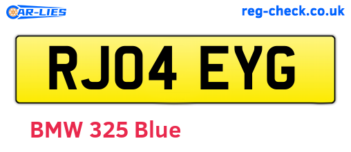 RJ04EYG are the vehicle registration plates.