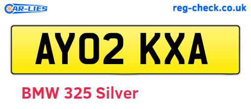 AY02KXA are the vehicle registration plates.