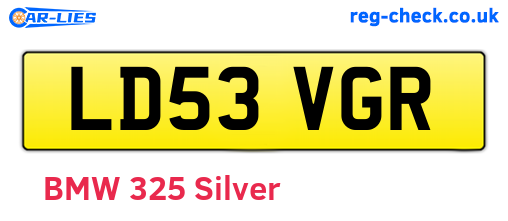 LD53VGR are the vehicle registration plates.