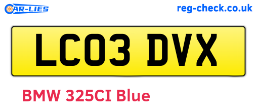 LC03DVX are the vehicle registration plates.