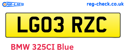 LG03RZC are the vehicle registration plates.