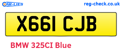 X661CJB are the vehicle registration plates.