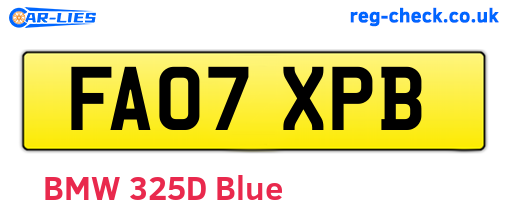 FA07XPB are the vehicle registration plates.