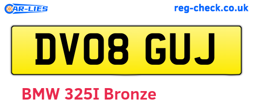 DV08GUJ are the vehicle registration plates.