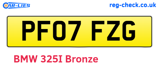 PF07FZG are the vehicle registration plates.