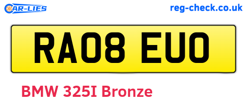 RA08EUO are the vehicle registration plates.
