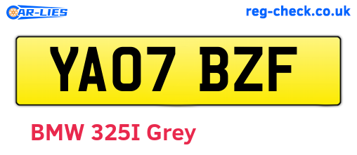 YA07BZF are the vehicle registration plates.