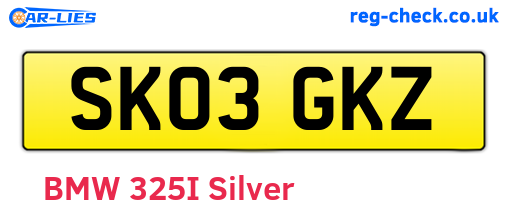 SK03GKZ are the vehicle registration plates.