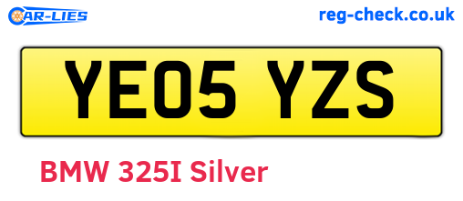 YE05YZS are the vehicle registration plates.