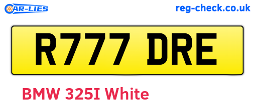 R777DRE are the vehicle registration plates.