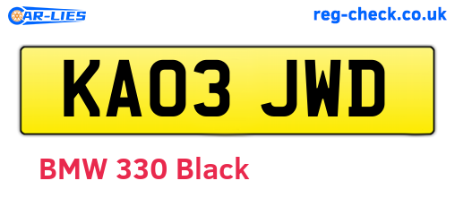 KA03JWD are the vehicle registration plates.